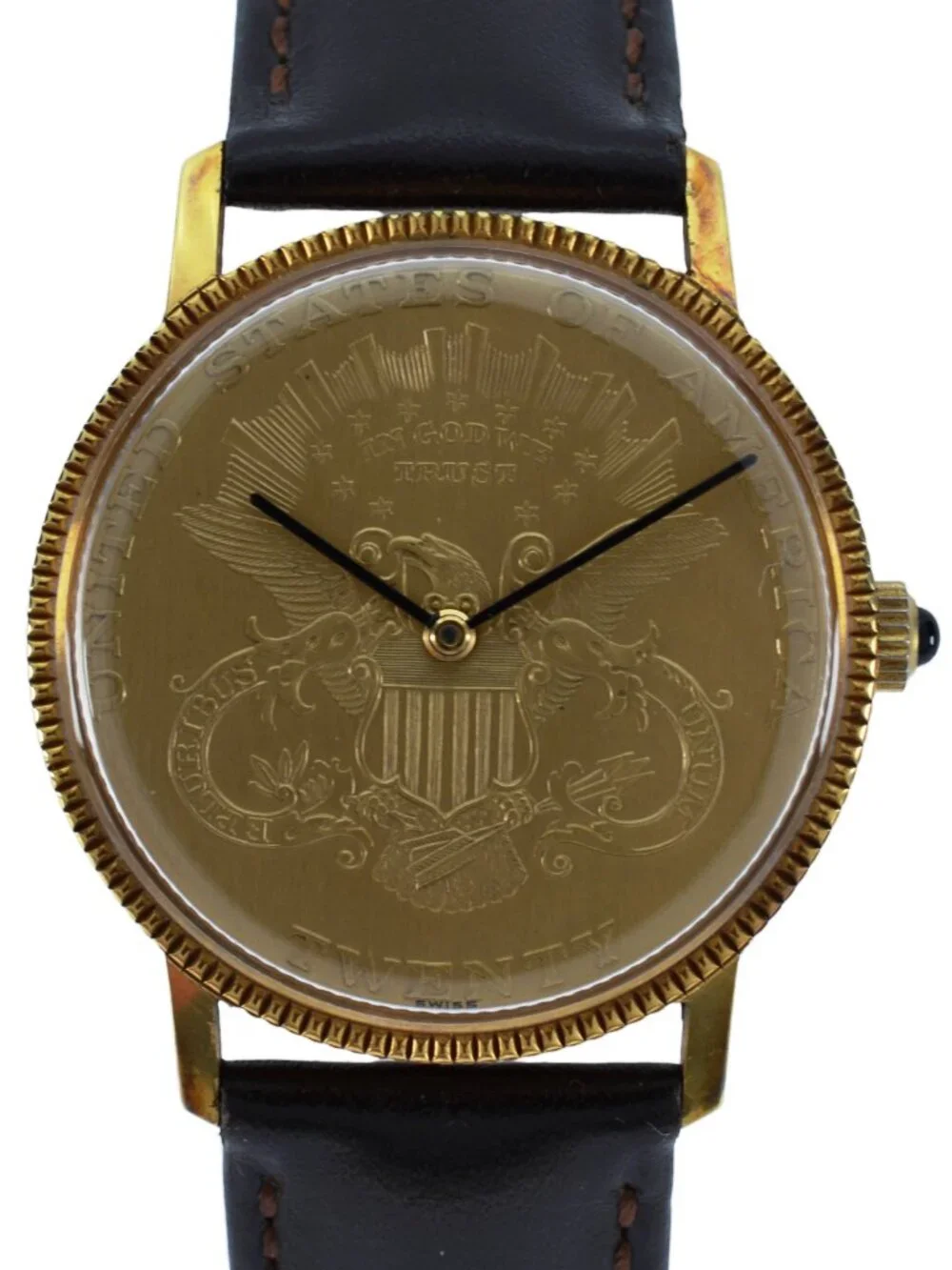 Vintage 34mm 20 Dollar Gold Coin Gold Plated Swiss Mechanical Watch Ref: 7001!